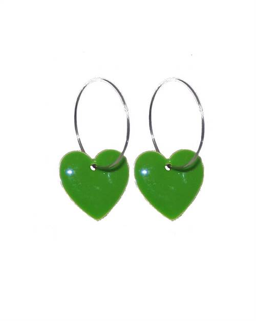 Grønne hjerte øreringe i emalje